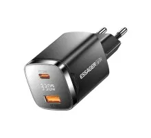Зарядний пристрій 1xUSB-C + 1xUSB 33W GaN black Essager (ECT33W-GMB01-Z)