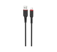 Дата кабель USB 2.0 AM to Lightning 1.0m 2.4A nylon X59 black HOCO (6931474744869)
