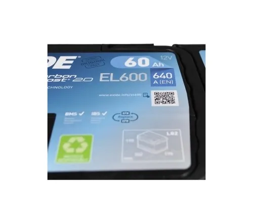 Акумулятор автомобільний EXIDE START-STOP EFB 60A (EL600)