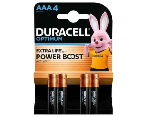 Батарейка Duracell Optimum AAA лужні 4 шт. в упаковці (5015596)
