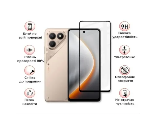 Скло захисне BeCover Tecno POVA 7 Neo (LJ6) Black (714920)