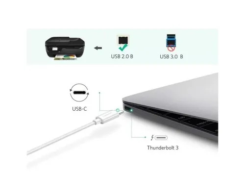 Кабель для принтера Ugreen USB-C 2.0 to BM 1.5m white (40417)