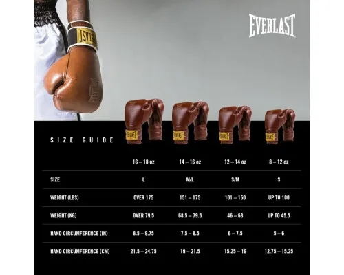 Боксерські рукавички Everlast 1910 Classic Training Glove P00002501 коричневий 12 унцій (009283610302)