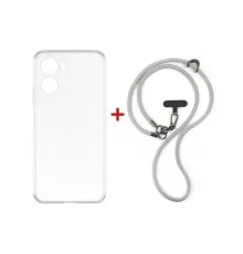 Чохол до мобільного телефона Dengos Case + Cross-body Strap Motorola G06/G06 Power Clear+Grey (DG-KM-CCRB-29)