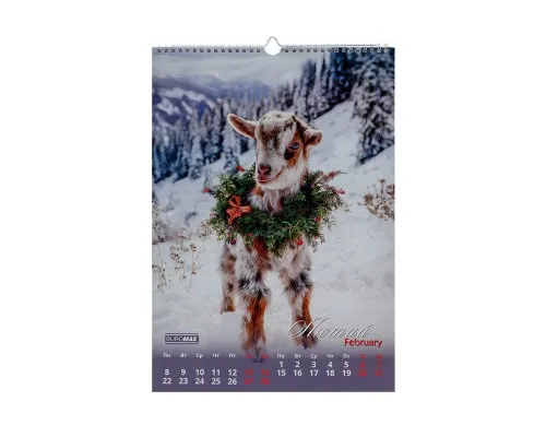 Календар Buromax настінний А3 2027 рік, 1 пружина, Cute goat (BM.210601)