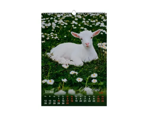 Календар Buromax настінний А3 2027 рік, 1 пружина, Cute goat (BM.210601)