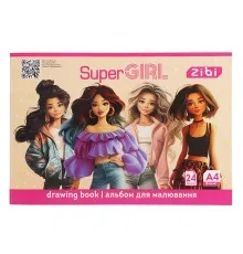 Альбом для малювання ZiBi А4 SUPER GIRL, 24 аркушів на скобі (ZB.1424-10)