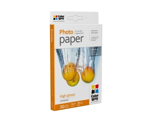 Фотопапір ColorWay 10x15 180г glossy, 50с (PG1800504R)