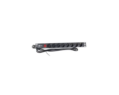 Силовий блок Eserver 19" 8 розеток, выкл., алюм. корпус PDU 220В, 16А (WT-2261A-GER-8WAY)