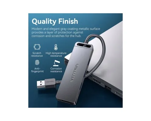 Концентратор Vention USB 3.0 to 4xUSB 3.0 Hub With Power Supply 0.15m black (CHLBB)