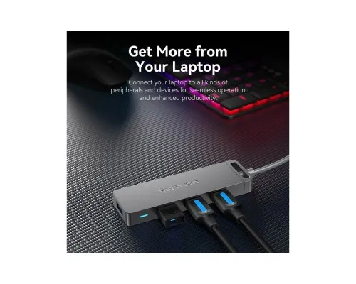 Концентратор Vention USB 3.0 to 4xUSB 3.0 Hub With Power Supply 0.15m black (CHLBB)