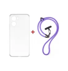 Чохол до мобільного телефона Dengos Case + Cross-body Strap Motorola G06/G06 Power Clear+Purple (DG-KM-CCRB-30)