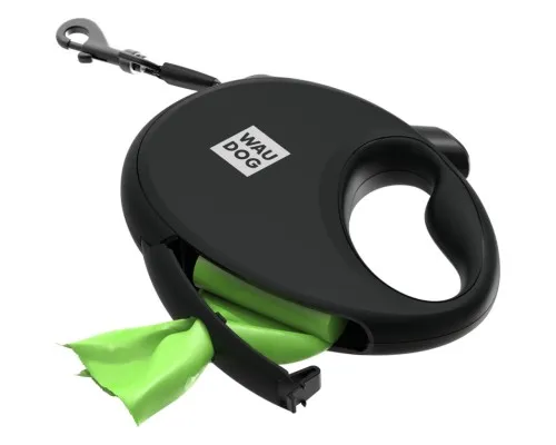 Повідець для собак WAUDOG R-leash з контейнером для пакетів S до 12 кг 3 м чорний (26281)