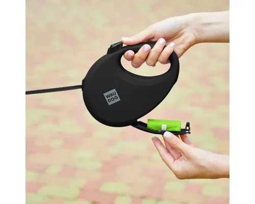 Повідець для собак WAUDOG R-leash з контейнером для пакетів S до 12 кг 3 м чорний (26281)