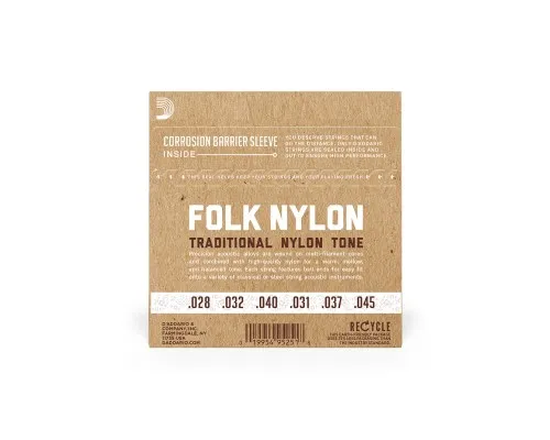 Струни для гітари D'Addario Folk Nylon 80/20 Bronze Ball End Clear Treble (EJ33)