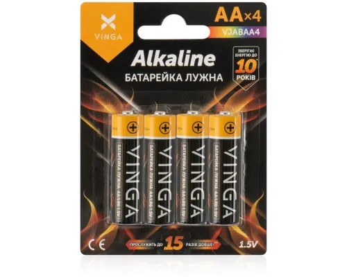 Батарейка AA LR6 Alkaline 4pcs Blister Vinga (VJABAA4)