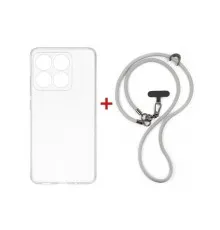 Чохол до мобільного телефона Dengos Case + Cross-body Strap Motorola G17/G17 Power Clear+Grey (DG-KM-CCRB-31)
