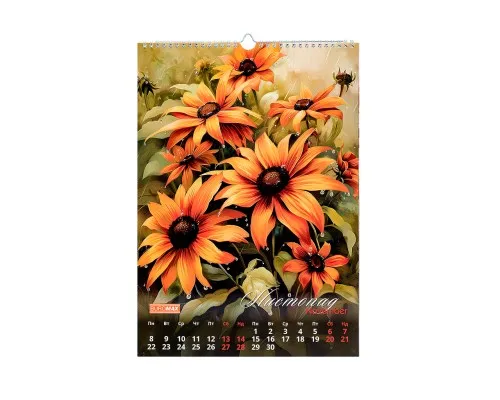Календар Buromax настінний А3 2027 рік, 1 пружина, Flowers (BM.210604)