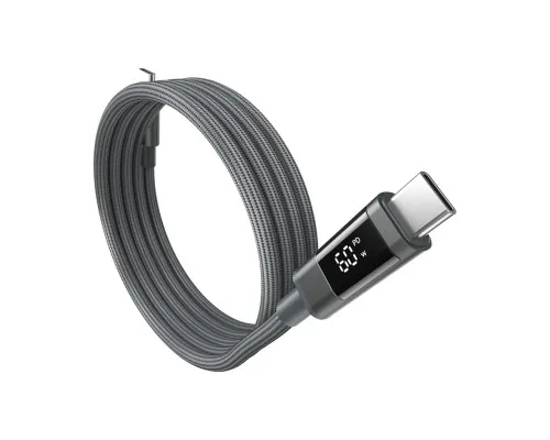 Дата кабель USB-C to USB-C 1.2m PD60W magnetic digital display nylon gray Choetech (XCC-1067-GY)