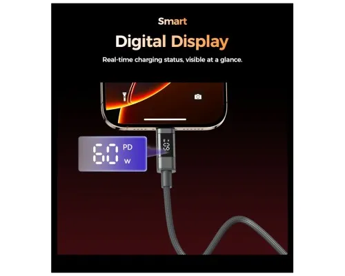 Дата кабель USB-C to USB-C 1.2m PD60W magnetic digital display nylon gray Choetech (XCC-1067-GY)