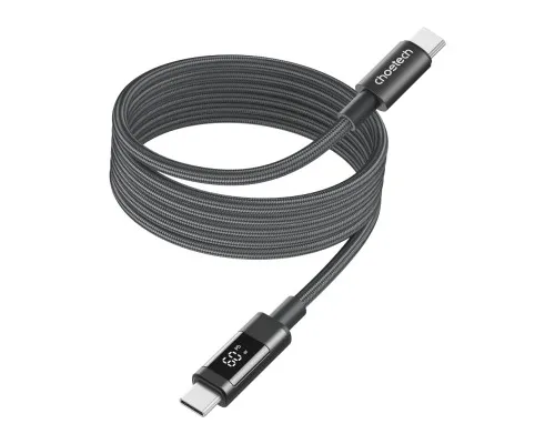 Дата кабель USB-C to USB-C 1.2m PD60W magnetic digital display nylon gray Choetech (XCC-1067-GY)