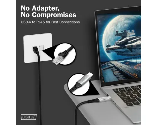 Дата кабель USB AM to RJ45 Ethernet 3.0m CAT 6A S/FTP 1Gbps LSZH Digitus (AK-300600-030-S)