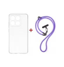 Чохол до мобільного телефона Dengos Case + Cross-body Strap Motorola G17/G17 Power Clear+Purple (DG-KM-CCRB-32)