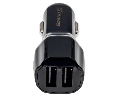 Зарядний пристрій Grand-X car 12-24V Black 2USB 5V/2.4A (CH-26/CH-26B)