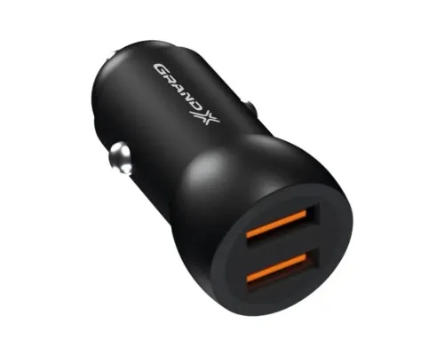 Зарядний пристрій Grand-X car 12-24V Black 2USB 5V/2.4A (CH-26/CH-26B)