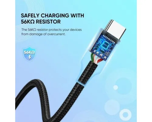Дата кабель USB 2.0 AM to USB-C 2.0m US288 Aluminum Braid Black Ugreen (60128)