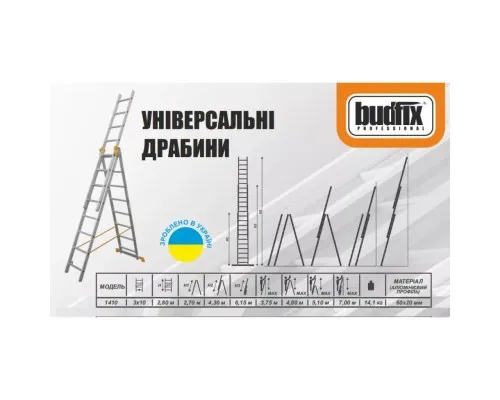Драбина BUDFIX універсальна трисекційна 01410, 3х10 (130733)