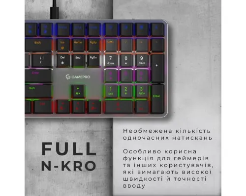 Клавіатура GamePro MK145R Red Swich Low Profile USB Dark Gray (MK145R)