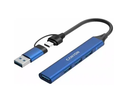 Концентратор Canyon hub DS-02 4in1 USB-A/C Blue (CNS-TDS02BL)