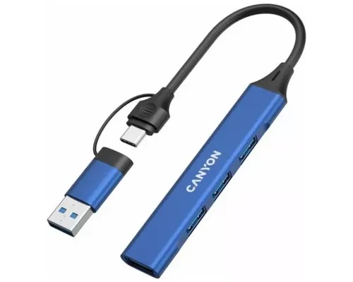 Концентратор Canyon hub DS-02 4in1 USB-A/C Blue (CNS-TDS02BL)