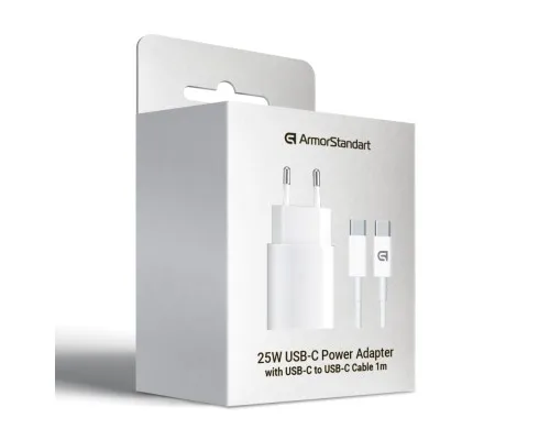 Зарядний пристрій Armorstandart AR-TA800W USB-C 25W White + cable USB-C to USB-C (ARM63804)