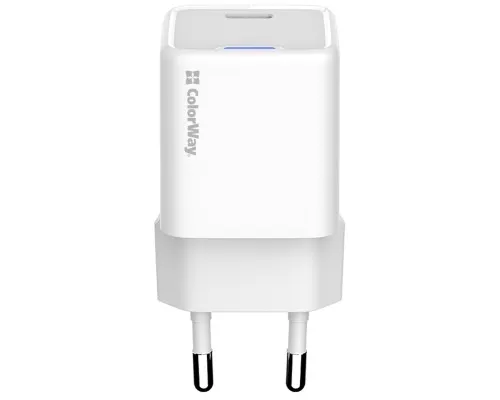 Зарядний пристрій ColorWay C101C GaN Mini 20W PD PPS USB-C white (CW-CHS059PD-WT)
