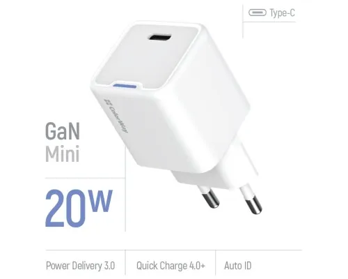 Зарядний пристрій ColorWay C101C GaN Mini 20W PD PPS USB-C white (CW-CHS059PD-WT)