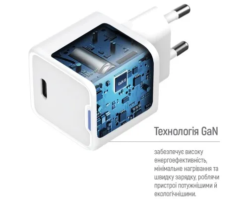 Зарядний пристрій ColorWay C101C GaN Mini 20W PD PPS USB-C white (CW-CHS059PD-WT)