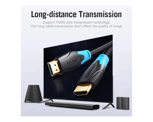 Кабель мультимедійний HDMI M to HDMI M 15.0m black Vention (AACBN)