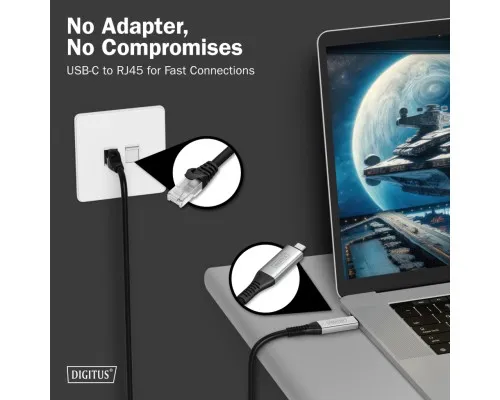 Дата кабель USB-C to RJ45 Ethernet 3.0m CAT 6A S/FTP 1Gbps LSZH Digitus (AK-300601-030-S)
