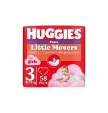 Підгузки Huggies Little Movers/Pants 3 Mega 6-11 кг для дівчаток 58 шт (5029053547480)
