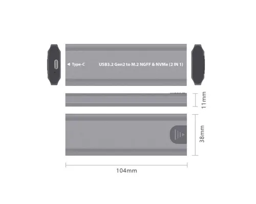 Кишеня зовнішня Dynamode M.2 SSD NVMe/SATA combo USB3.2 GEN2 USB-C (DM-CAD-SSD05)