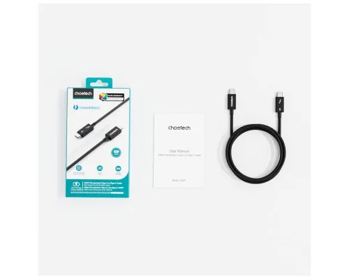 Дата кабель USB-C to USB-C 1.0m Thunderbolt 5 Intel certified Choetech (A3011)
