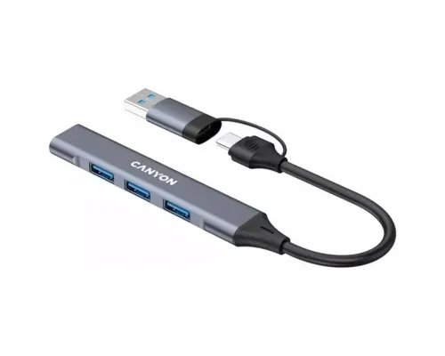 Концентратор Canyon hub DS-02 4in1 USB-A/C Grey (CNS-TDS02G)