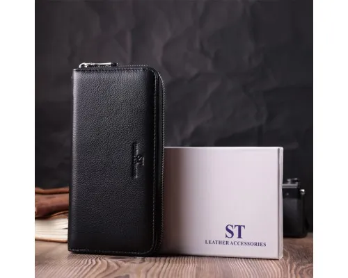 Гаманець ST Leather З натуральної шкіри Чорний (22559)