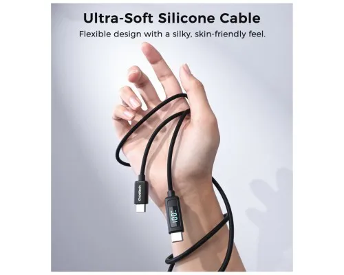 Дата кабель USB-C to USB-C 1.2m PD100W digital display silicone Choetech (XCC-1064)