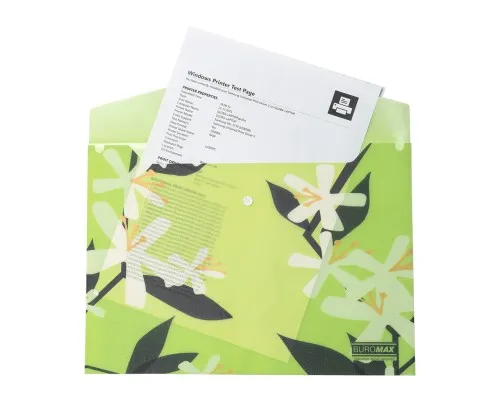 Папка - конверт Buromax А4 на кнопці, PLUMERIA ARABESKI, напівпрозора, салатова (BM.3943-15)