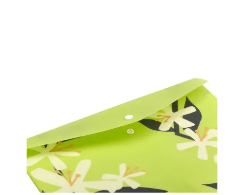 Папка - конверт Buromax А4 на кнопці, PLUMERIA ARABESKI, напівпрозора, салатова (BM.3943-15)