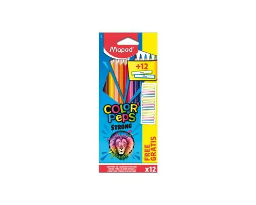 Олівці кольорові Maped COLOR PEPS Classic, 12 кольорів + 12 наклейок (MP.862725)