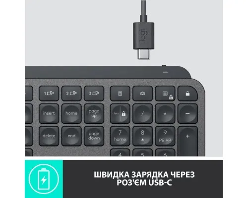 Клавіатура Logitech MX Keys Advanced for Business Wireless Illuminated UA Graphite (920-010251)
